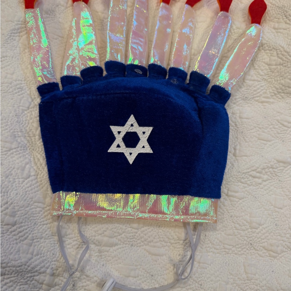 Hanukkah Rubie's Costume Company blue Menorah Dog Hat dress up, Medium/Large